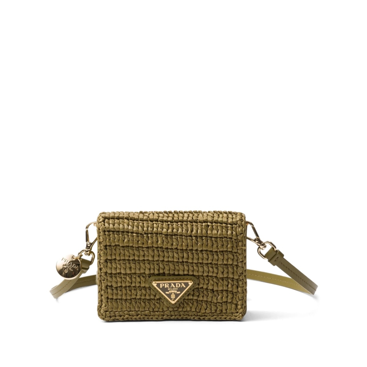 enamel triangle logo crochet purse