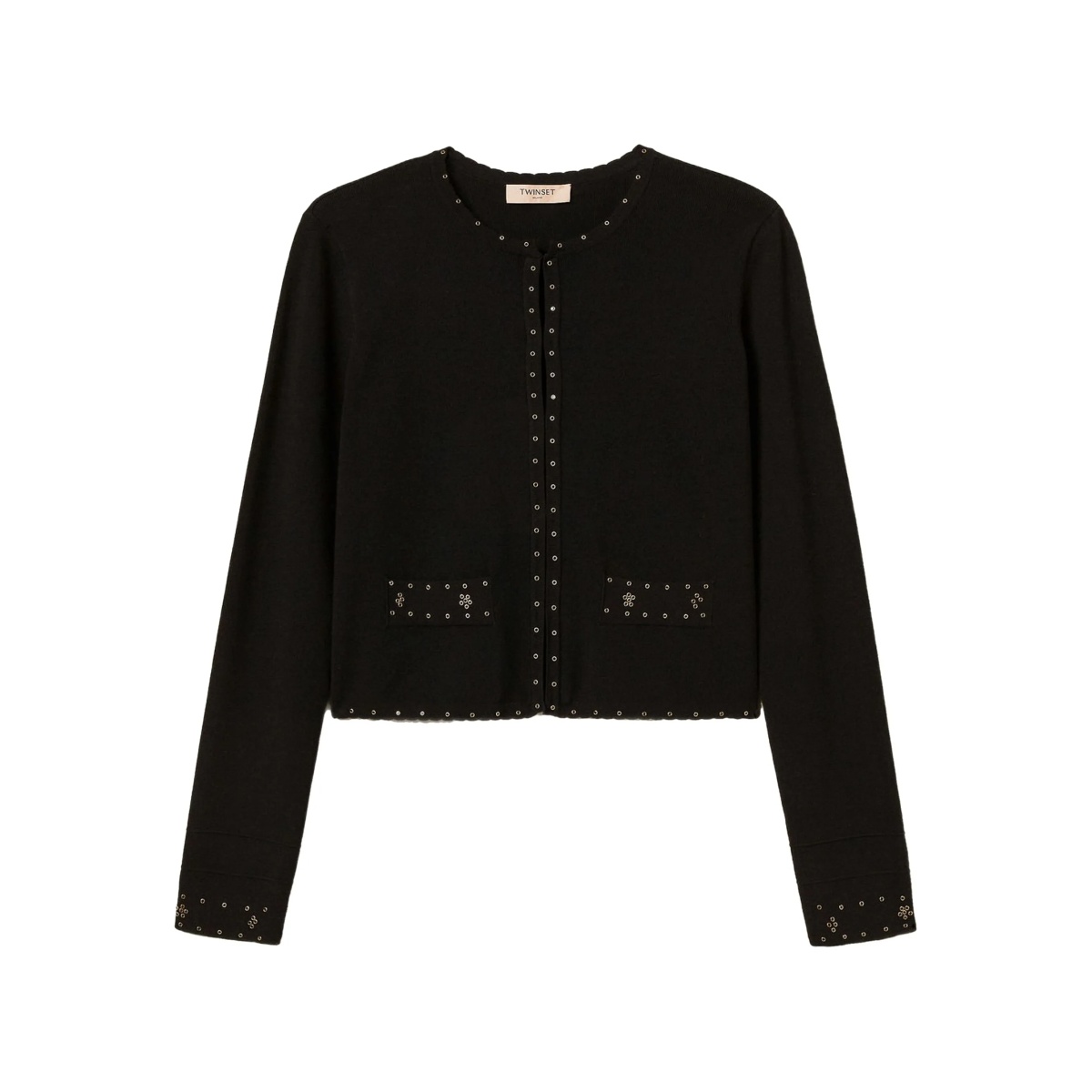 eyelet-embellished fitted jacket