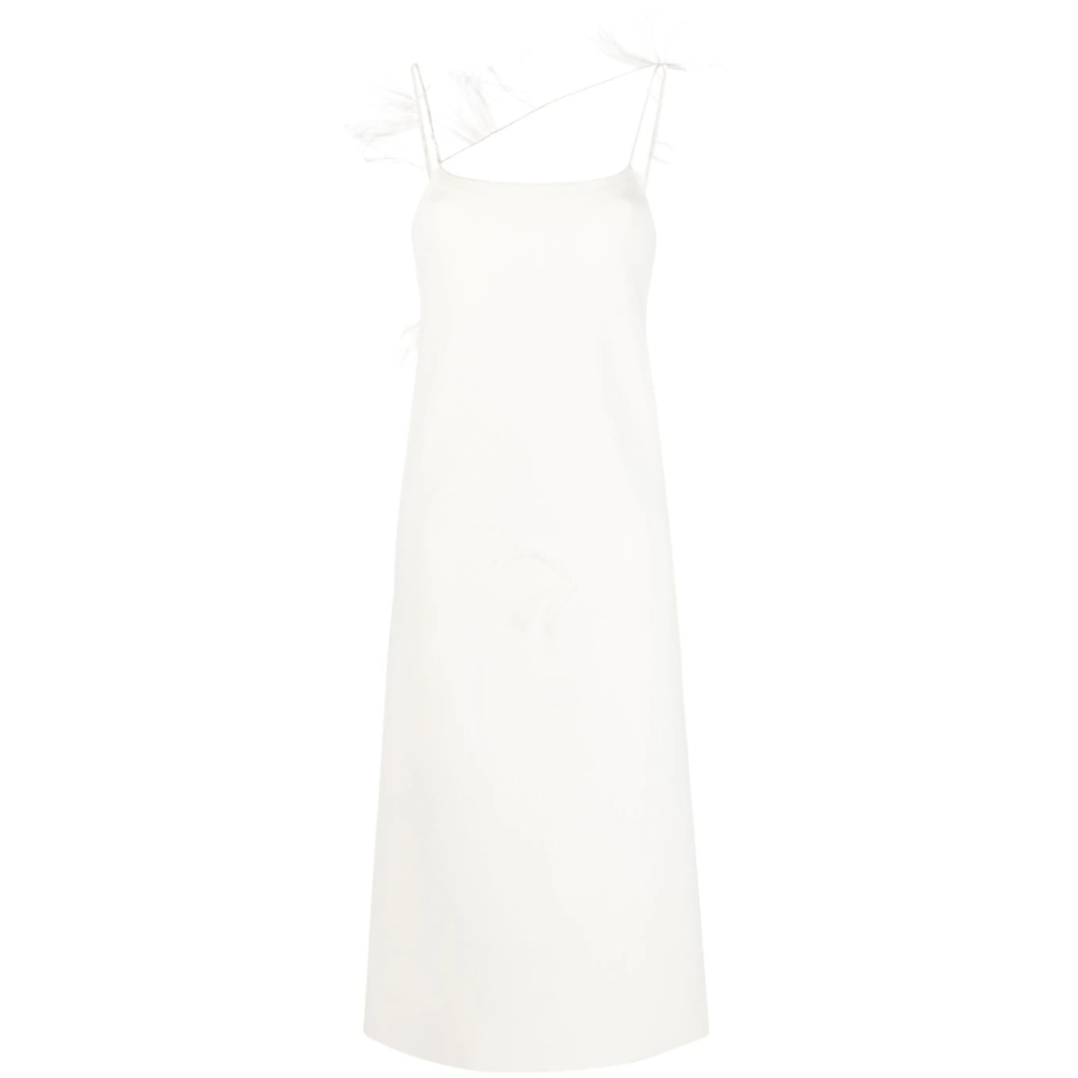 feather-trim slip dress