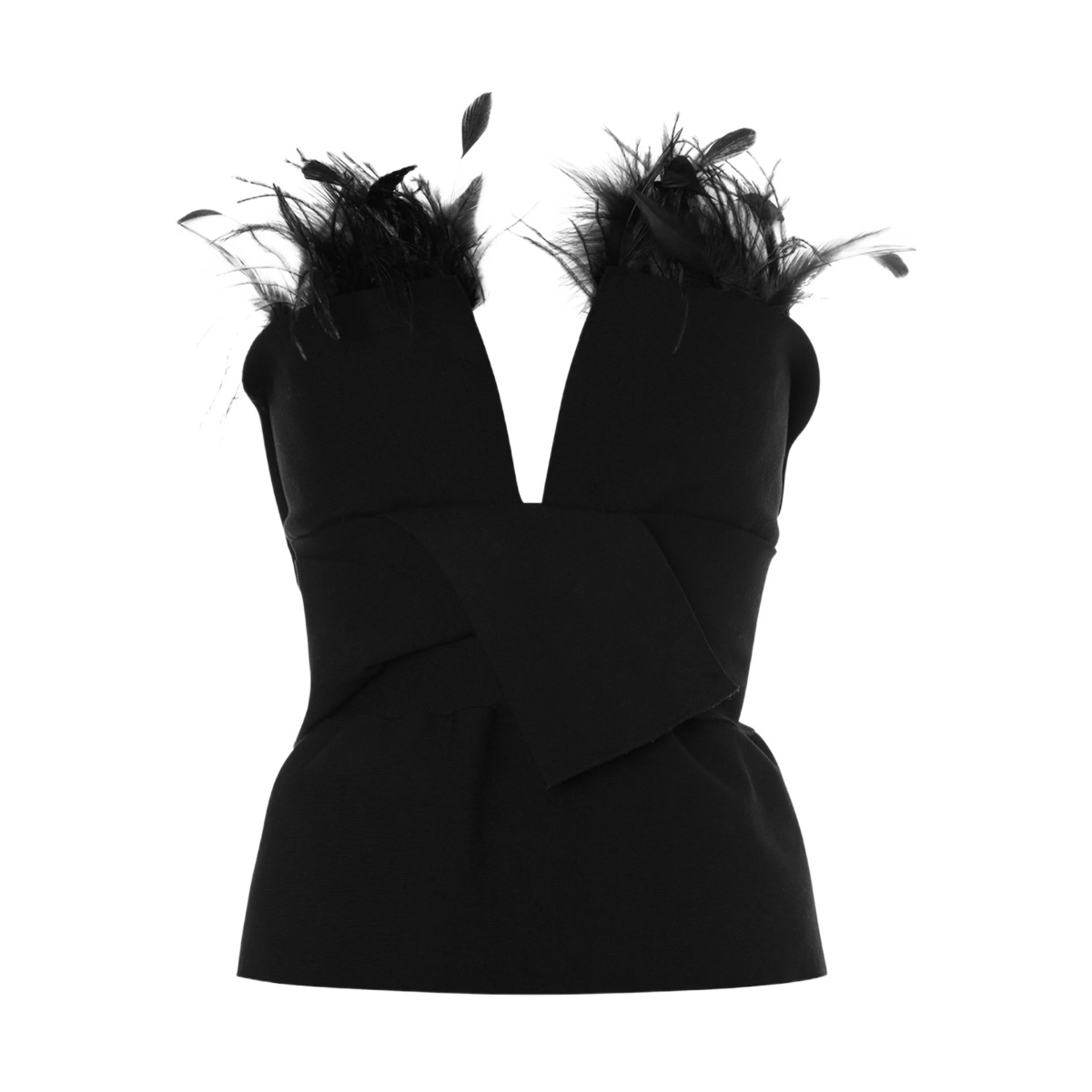 feather-trimmed top