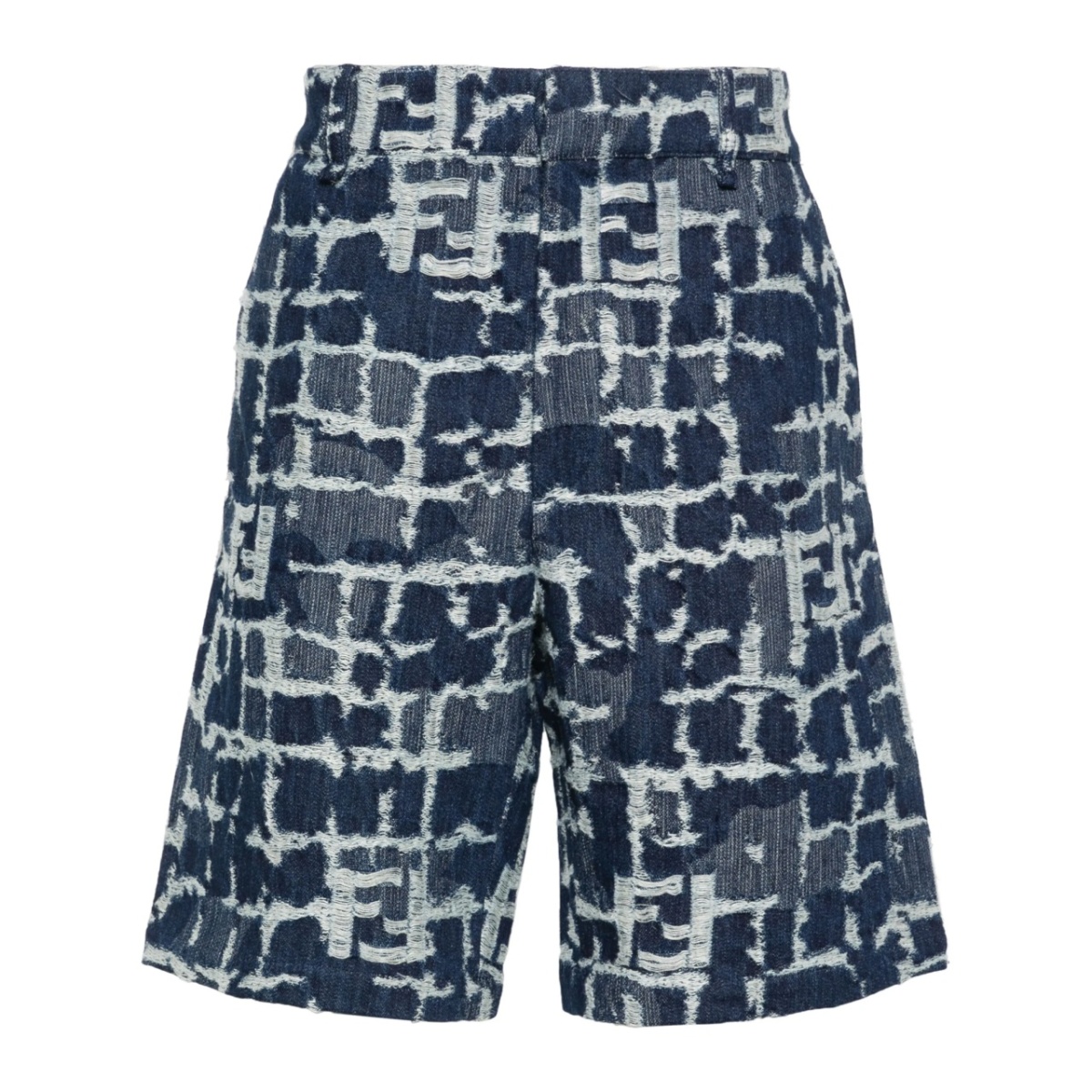 FF-distressed denim shorts
