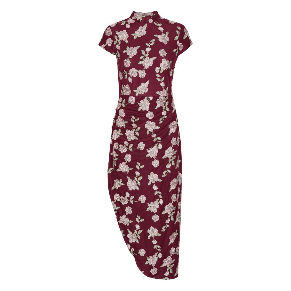 floral-embroidered asymmetric dress
