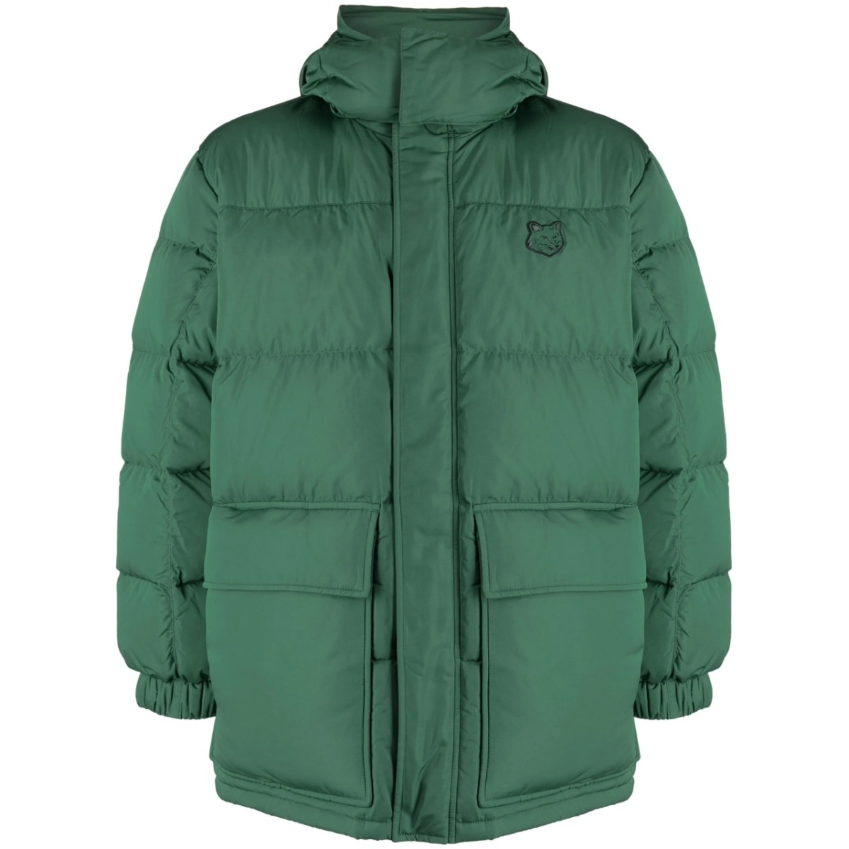 Fox-patch hooded padded coat