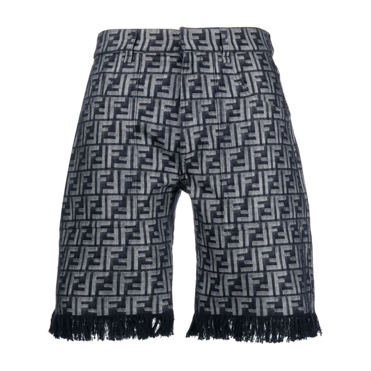 fringed monogram bermuda shorts