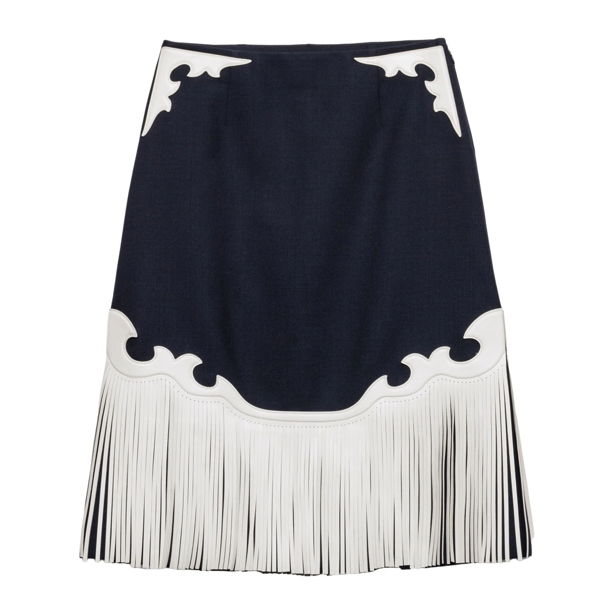 fringed rush-stitch midi skirt