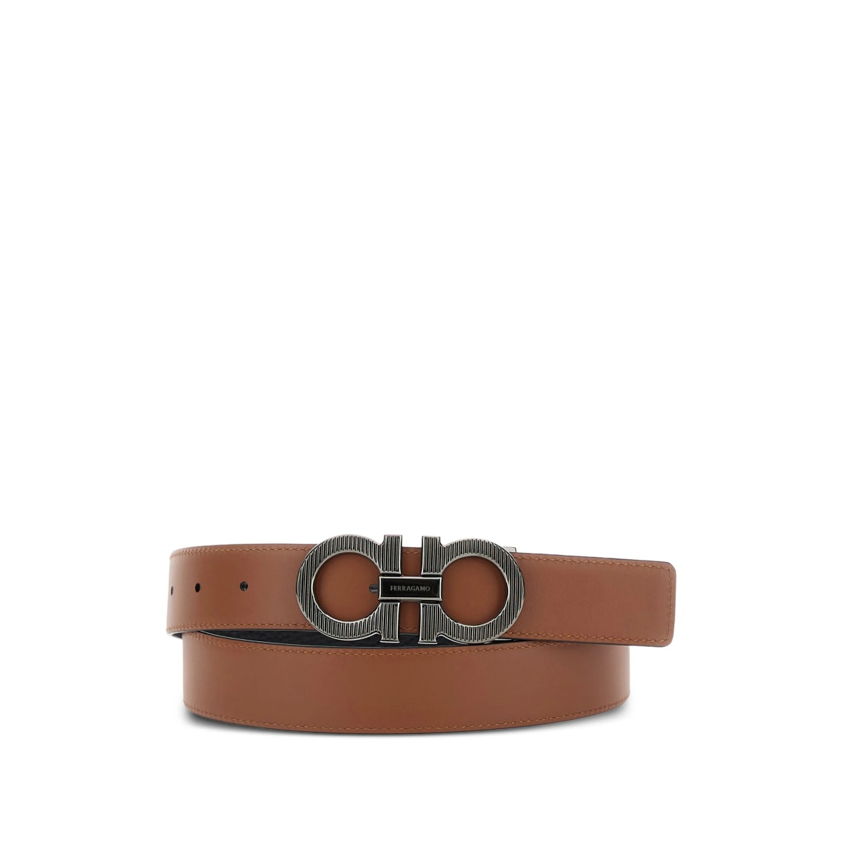 Gancini-buckle leather belt