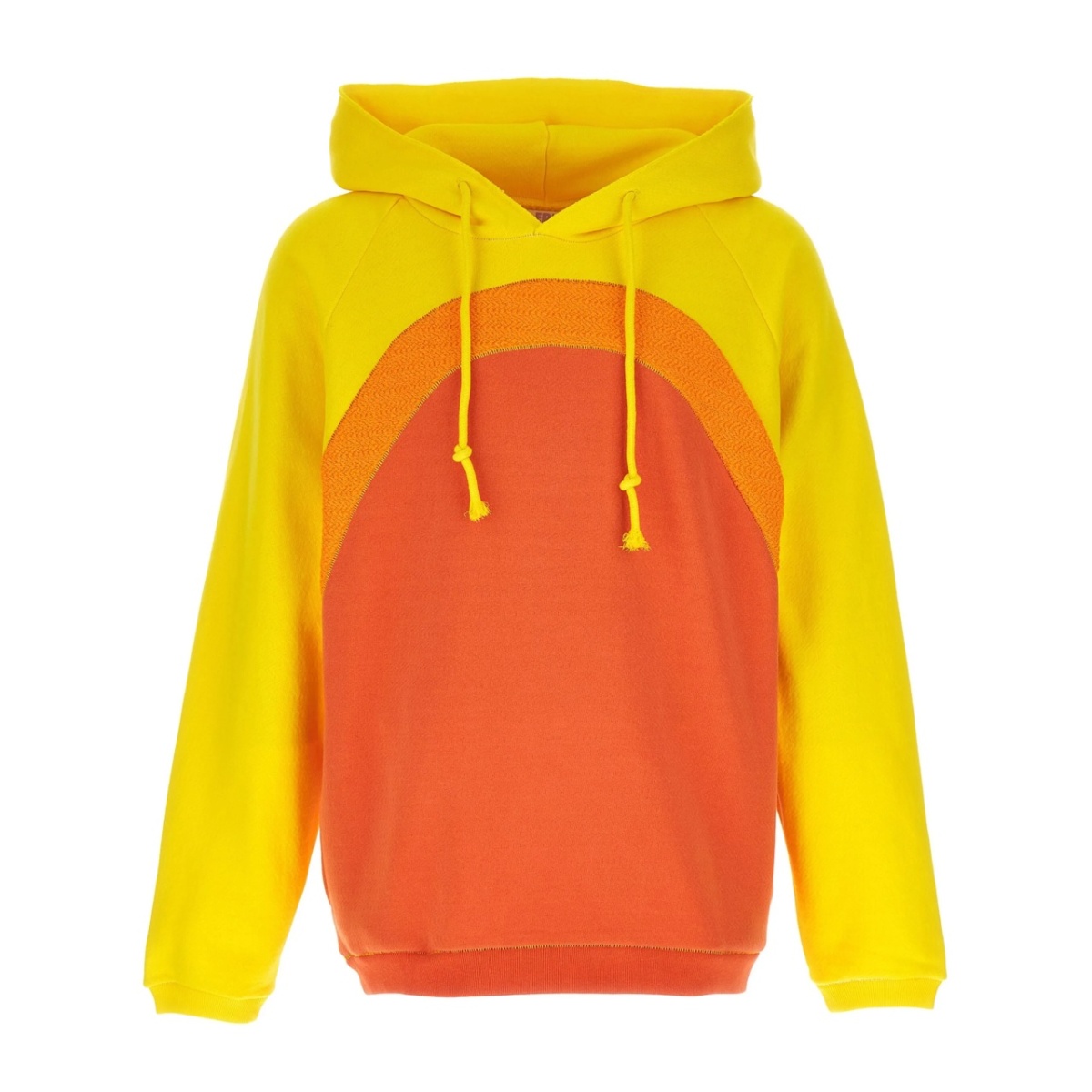 gradient-effect panelled cotton hoodie