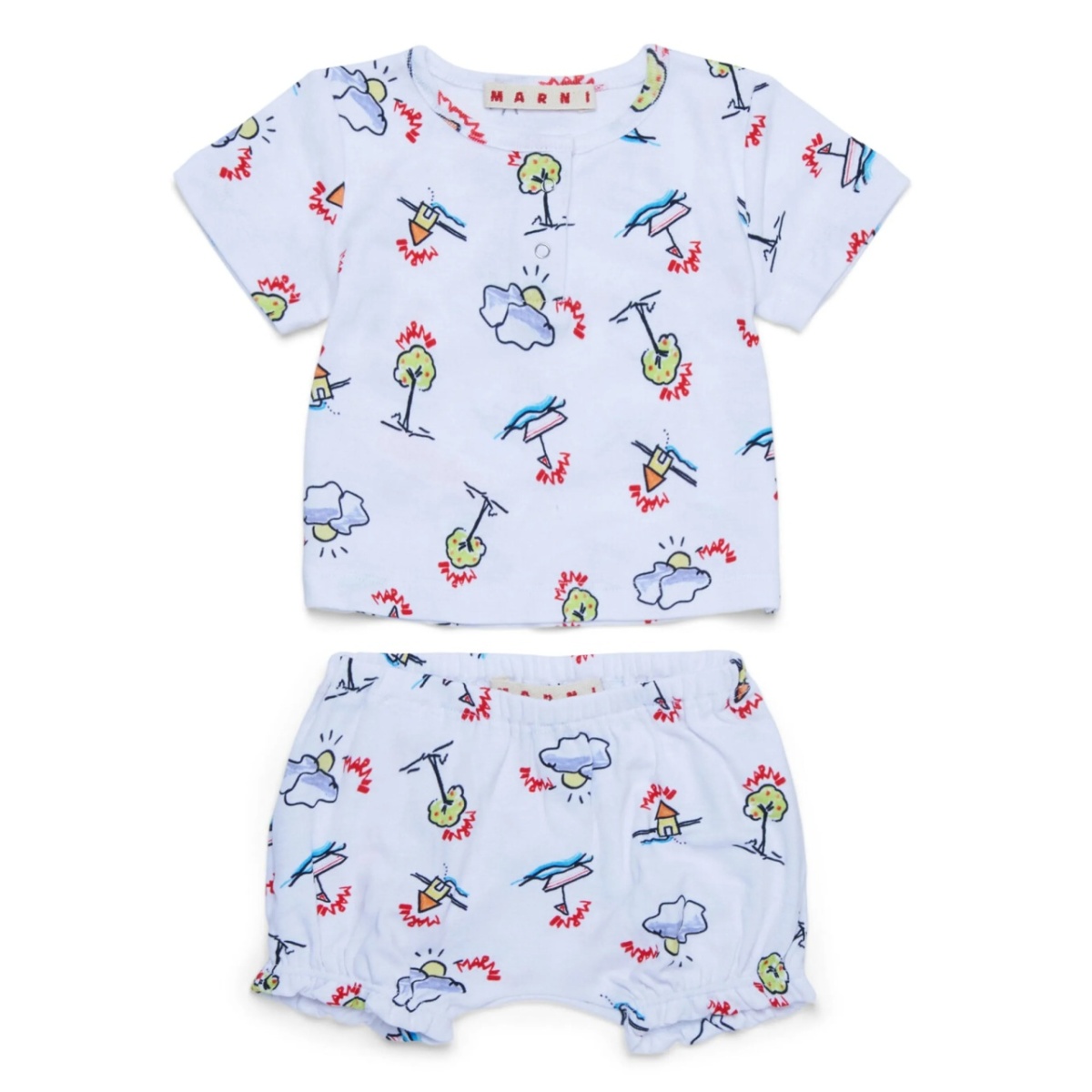 graphic-print T-shirt and shorts set