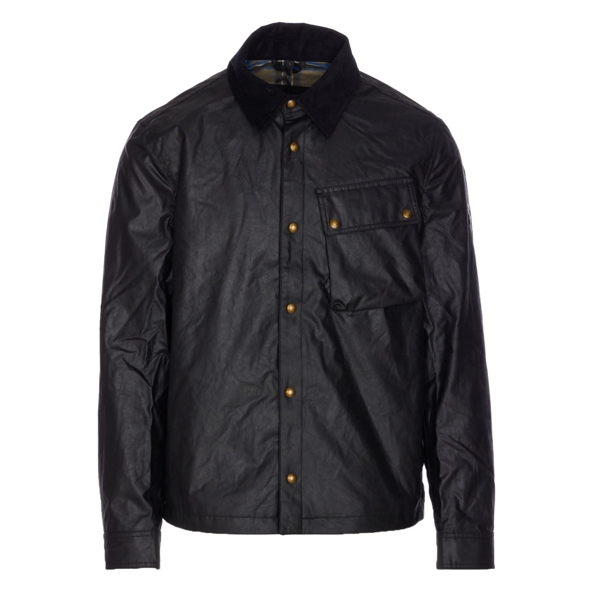 Ground wax-effect snap-button jacket