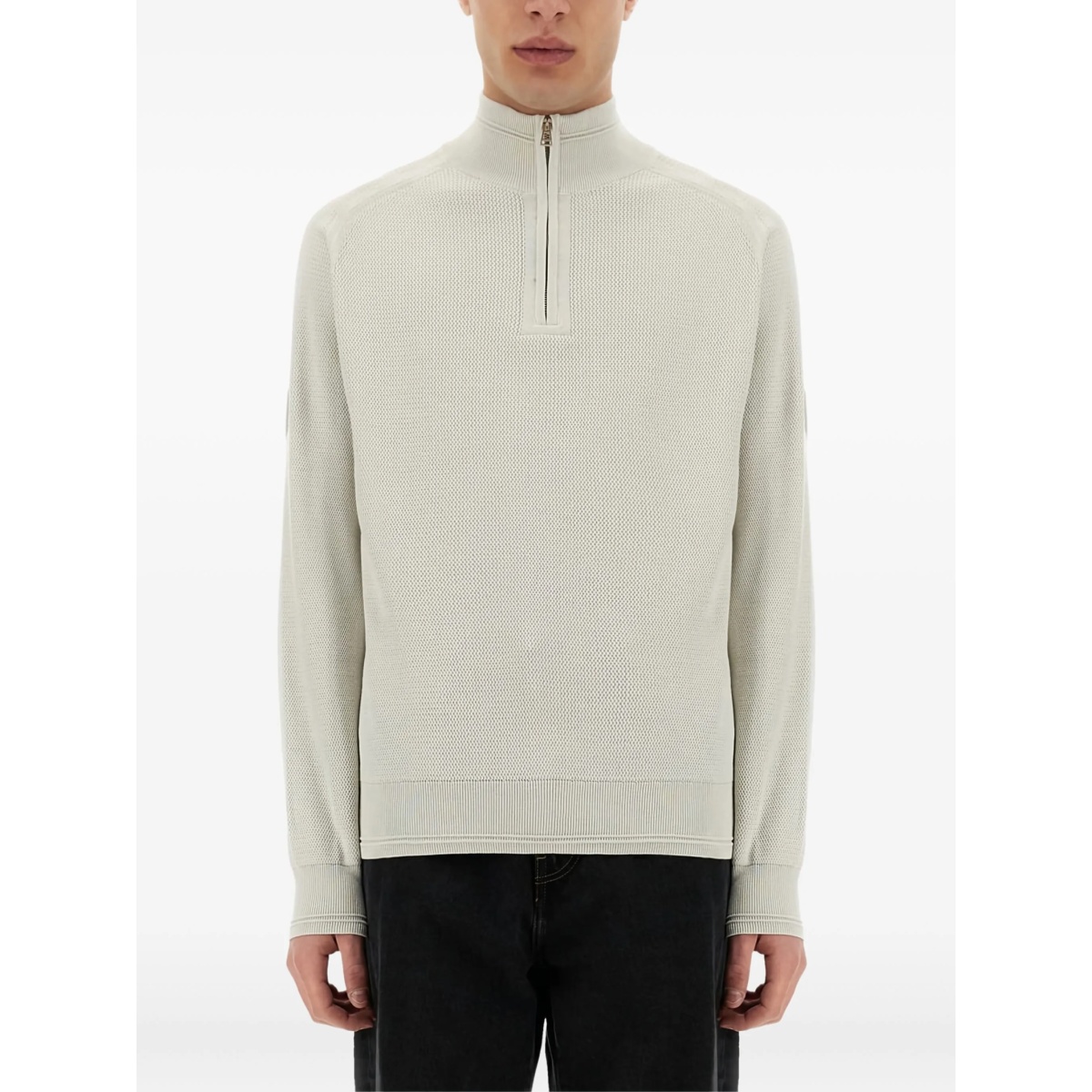 half-zip logo-patch sweater