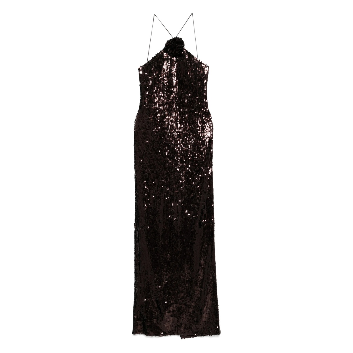 halterneck sequinned dress