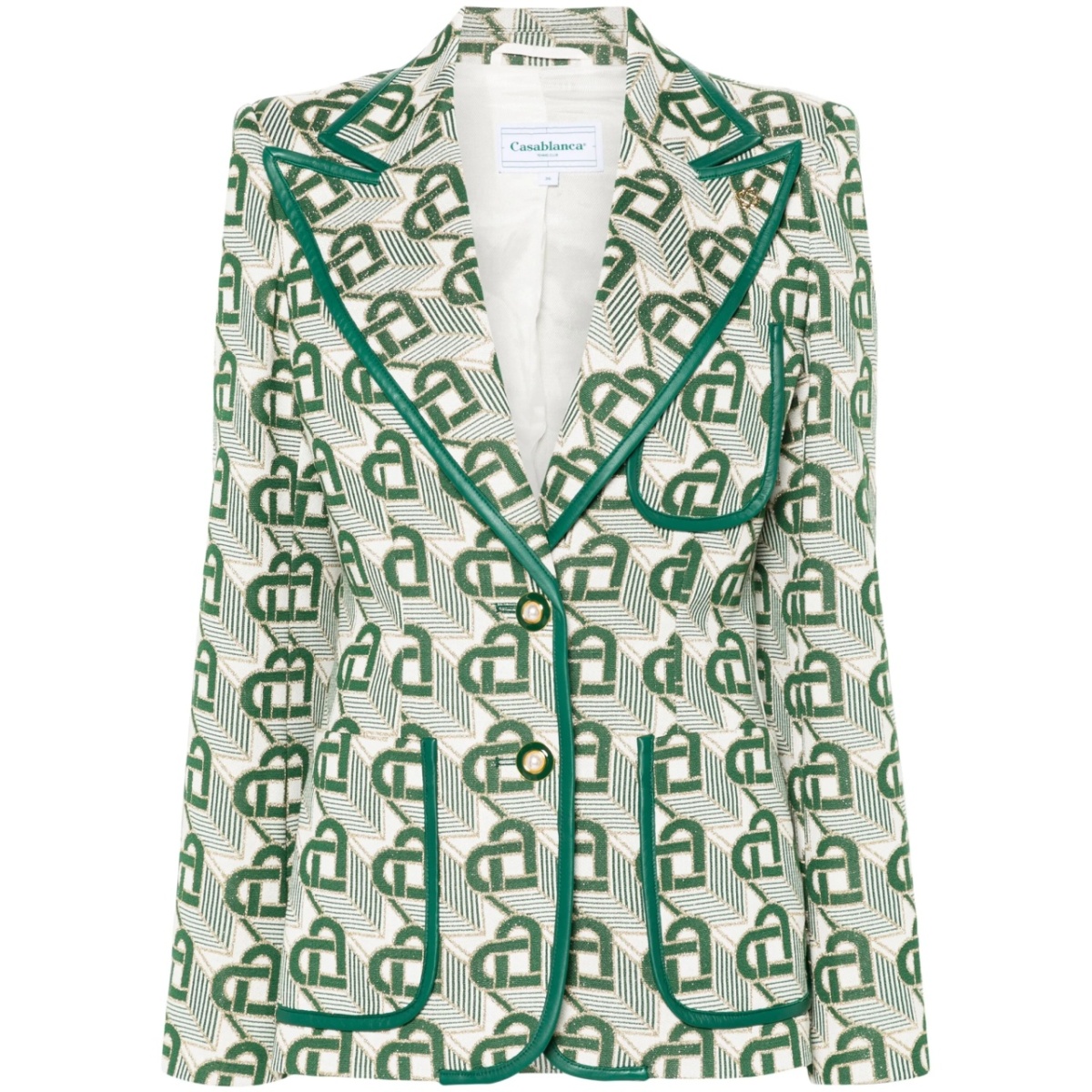 Heart-jacquard peak-lapel blazer