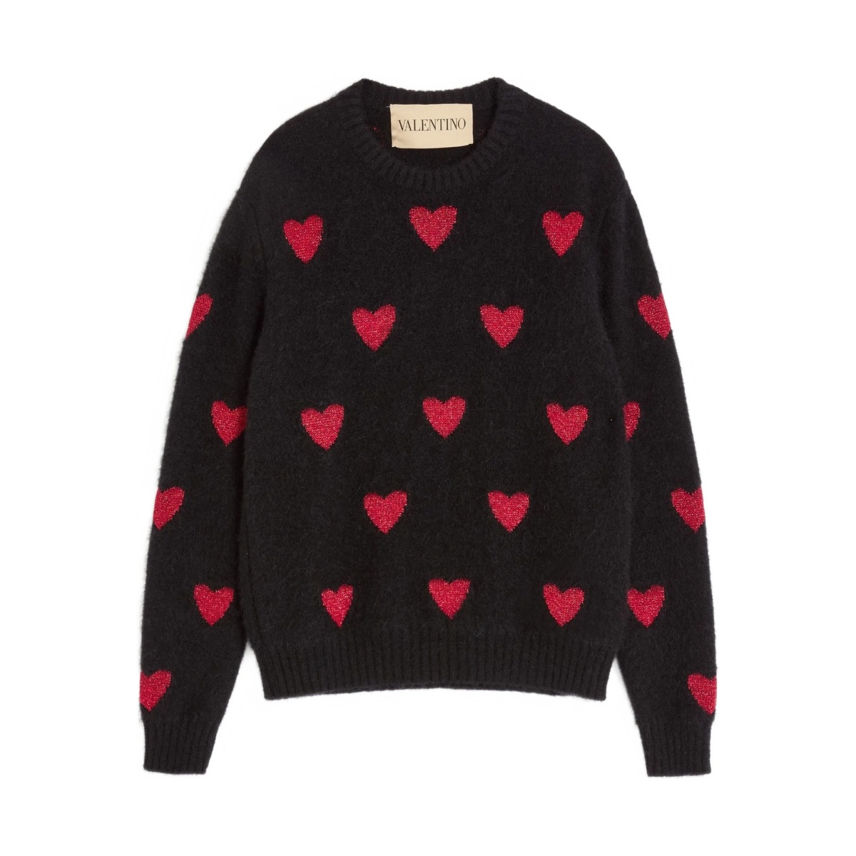 heart-patterned v-neck sweater