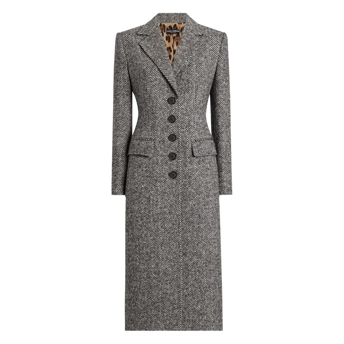 herringbone buttoned coat