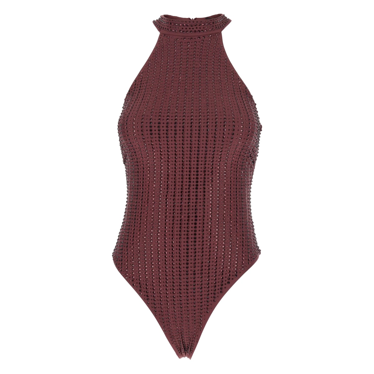 high-neck embellished swimsuit