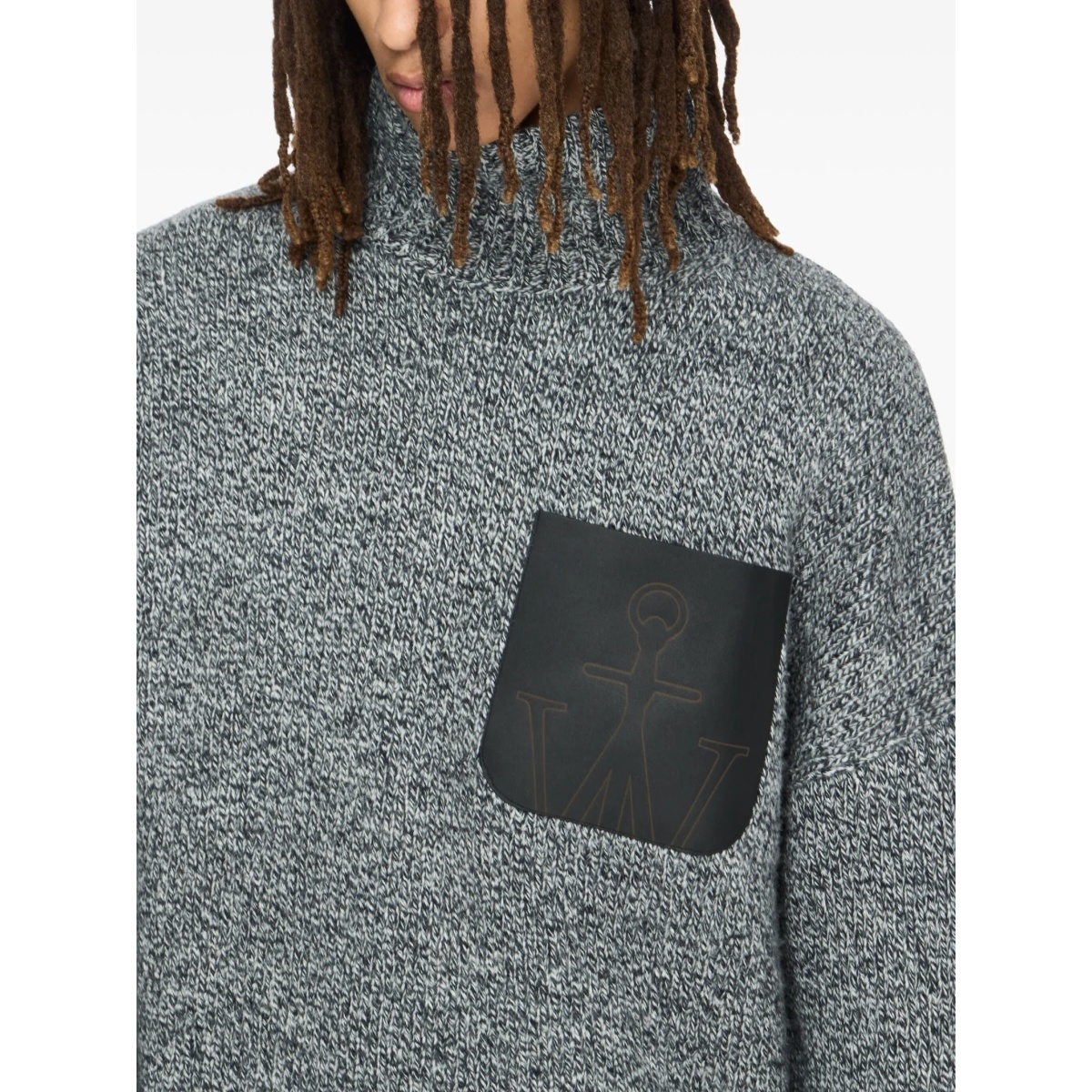 high-neck leather-pocket sweater - Img 4