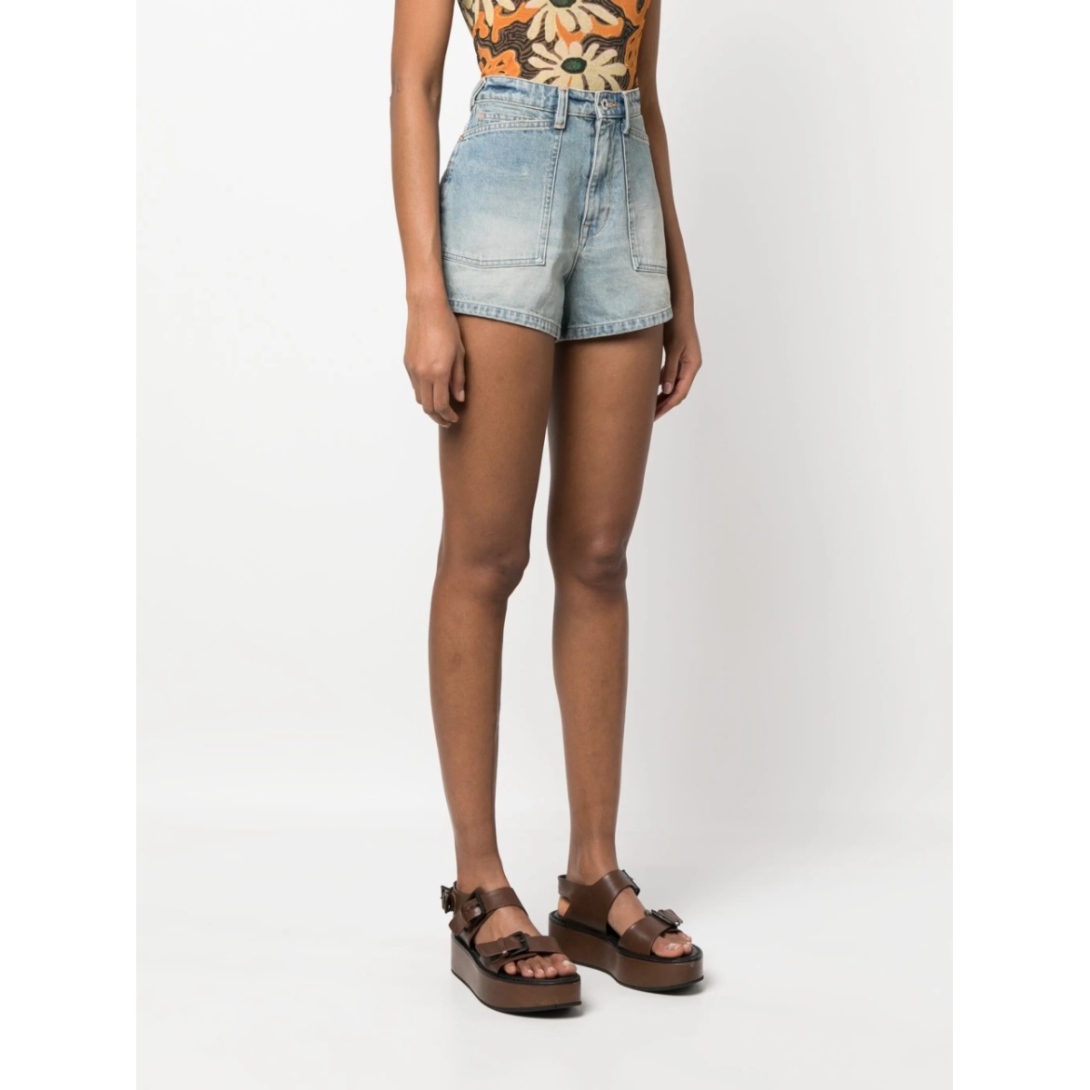 high-waisted denim shorts - Img 3