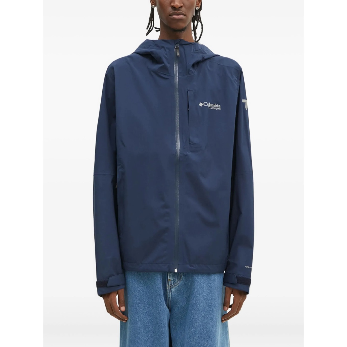 hooded zip-front jacket