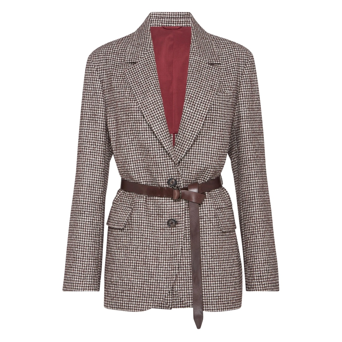 houndstooth belted blazer