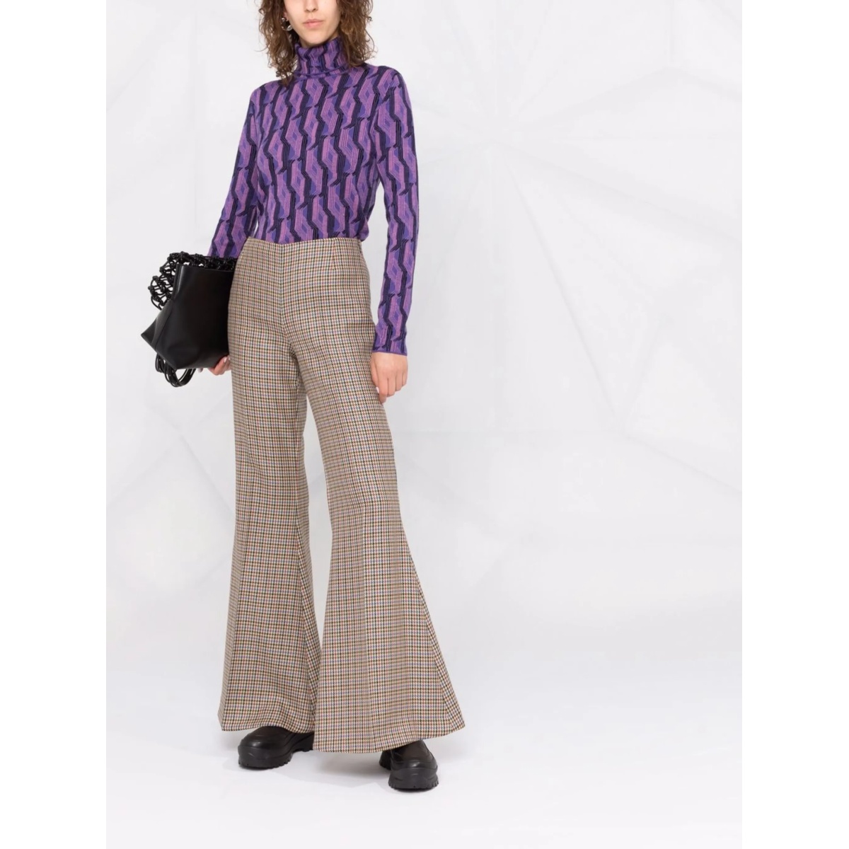 houndstooth-pattern flared trousers - Img 2