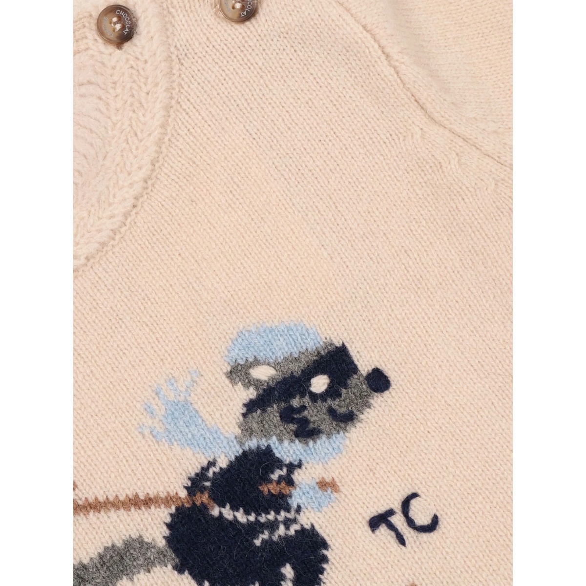 intarsia buttoned wool sweater - Img 3