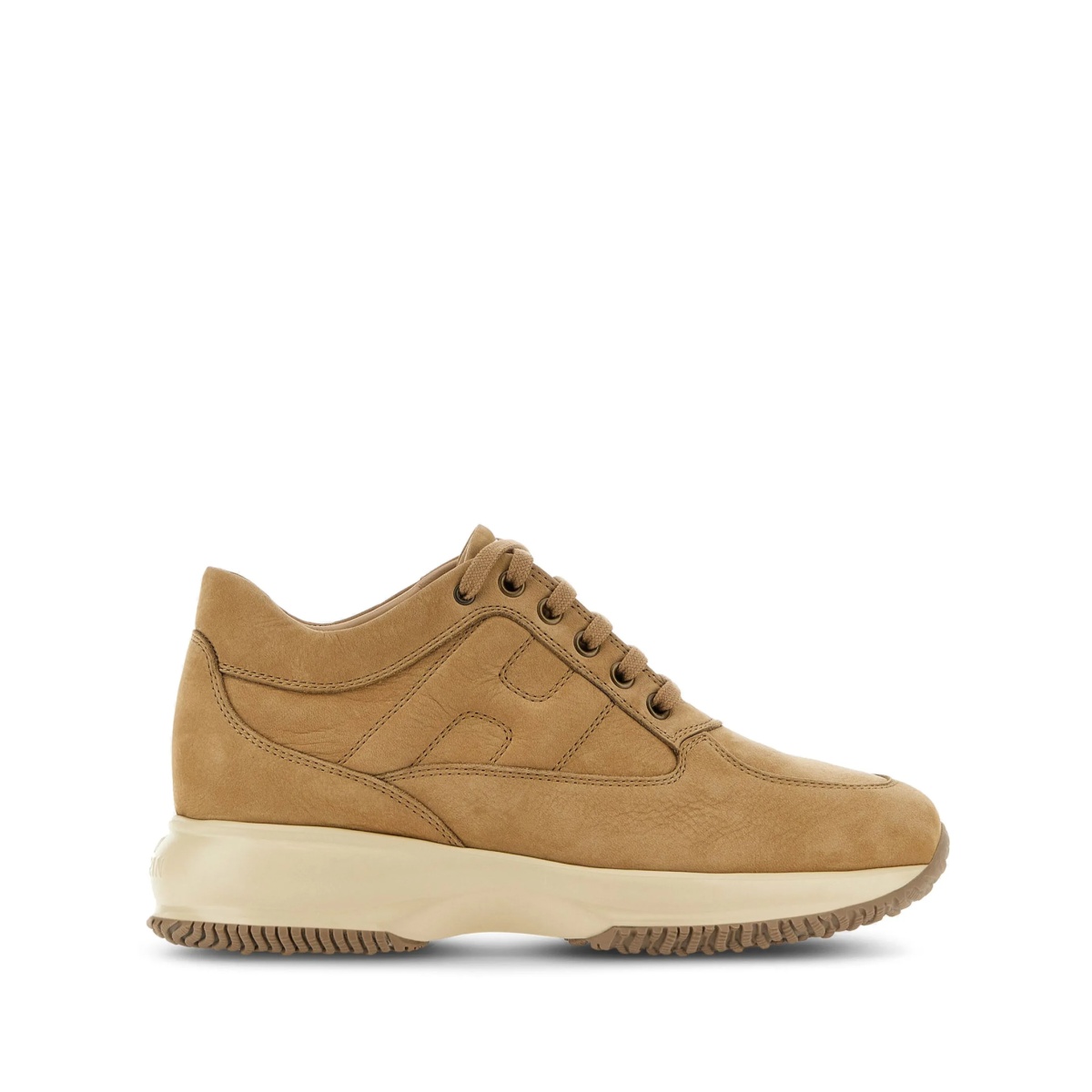 Interactive lace-up leather sneakers