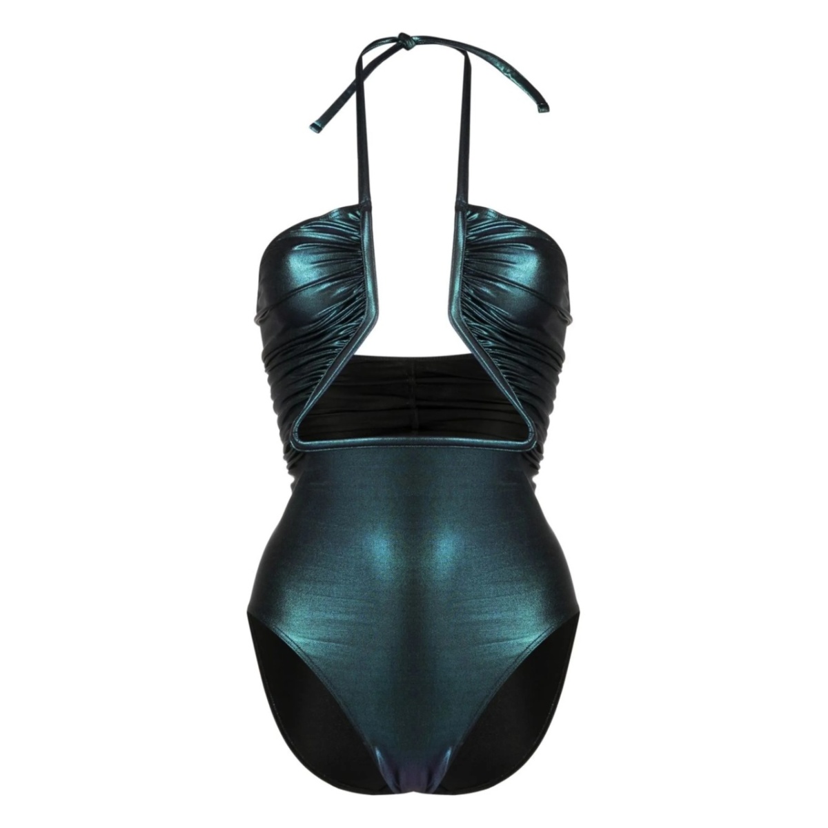 iridescent-effect cut-out swimsuit