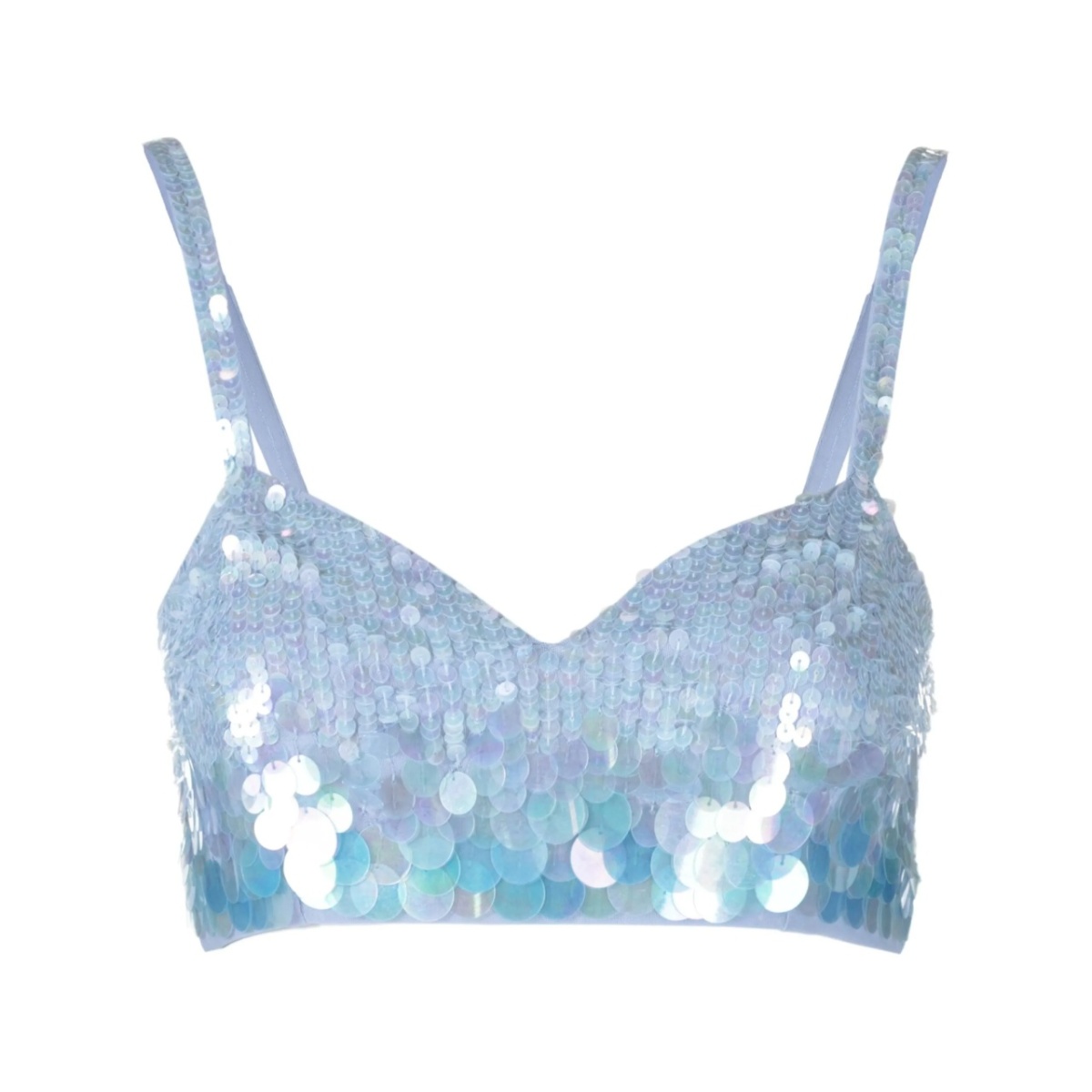iridescent sequin cropped top