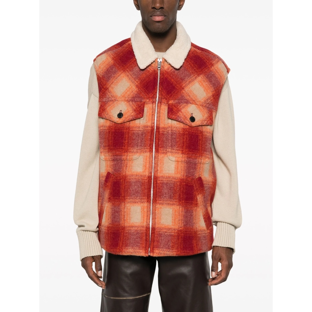 Kiraneo logo-embroidered plaid-check gilet - Img 3