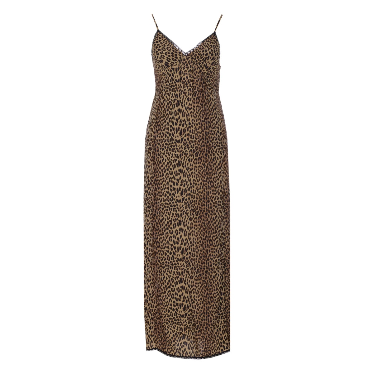lace-trimmed leopard-print midi dress
