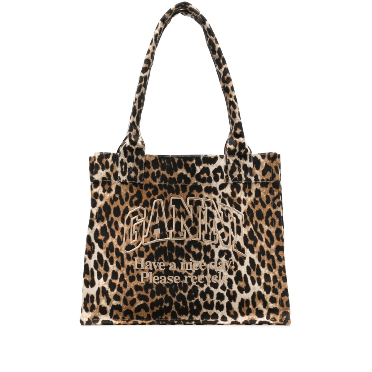 large leopard-print canvas tote bag