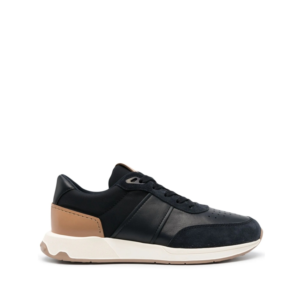 leather-trimmed low-top sneakers