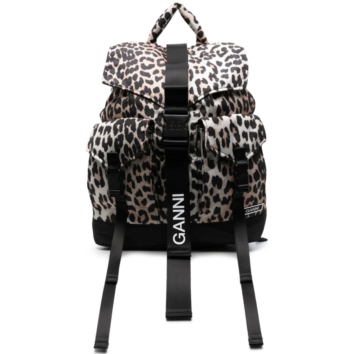 leopard-print buckled backpack