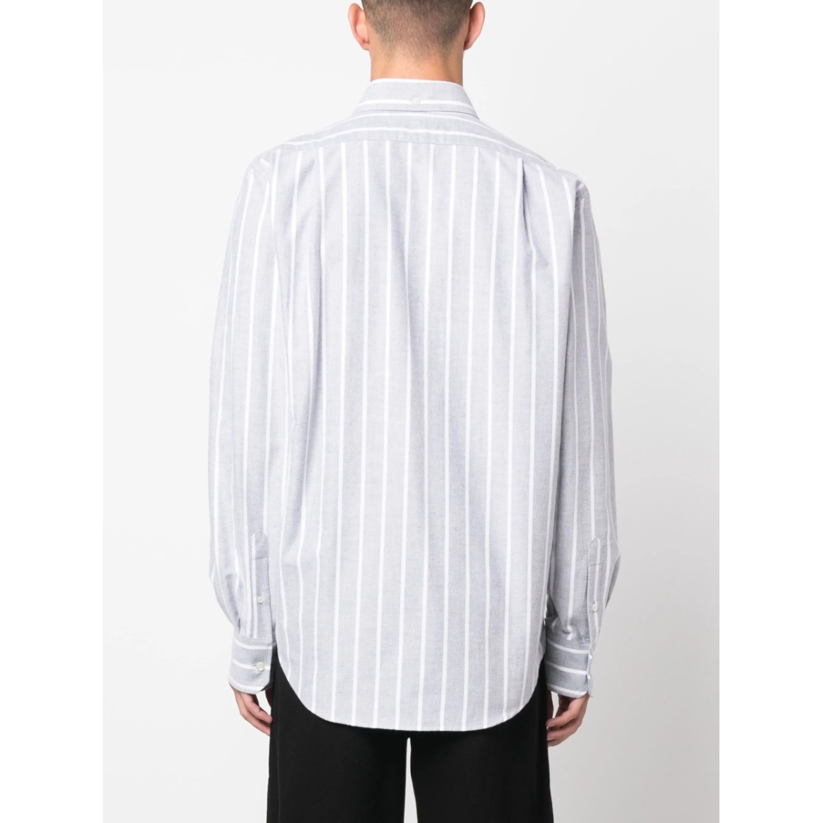 logo-appliqué striped cotton shirt - Img 4