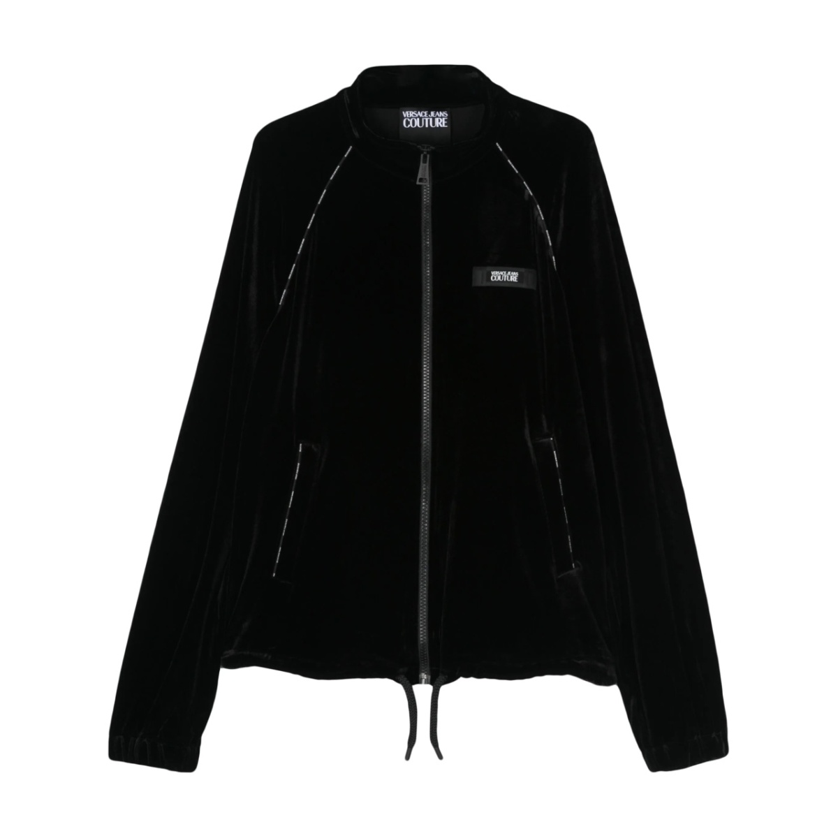logo-appliqué velour jacket
