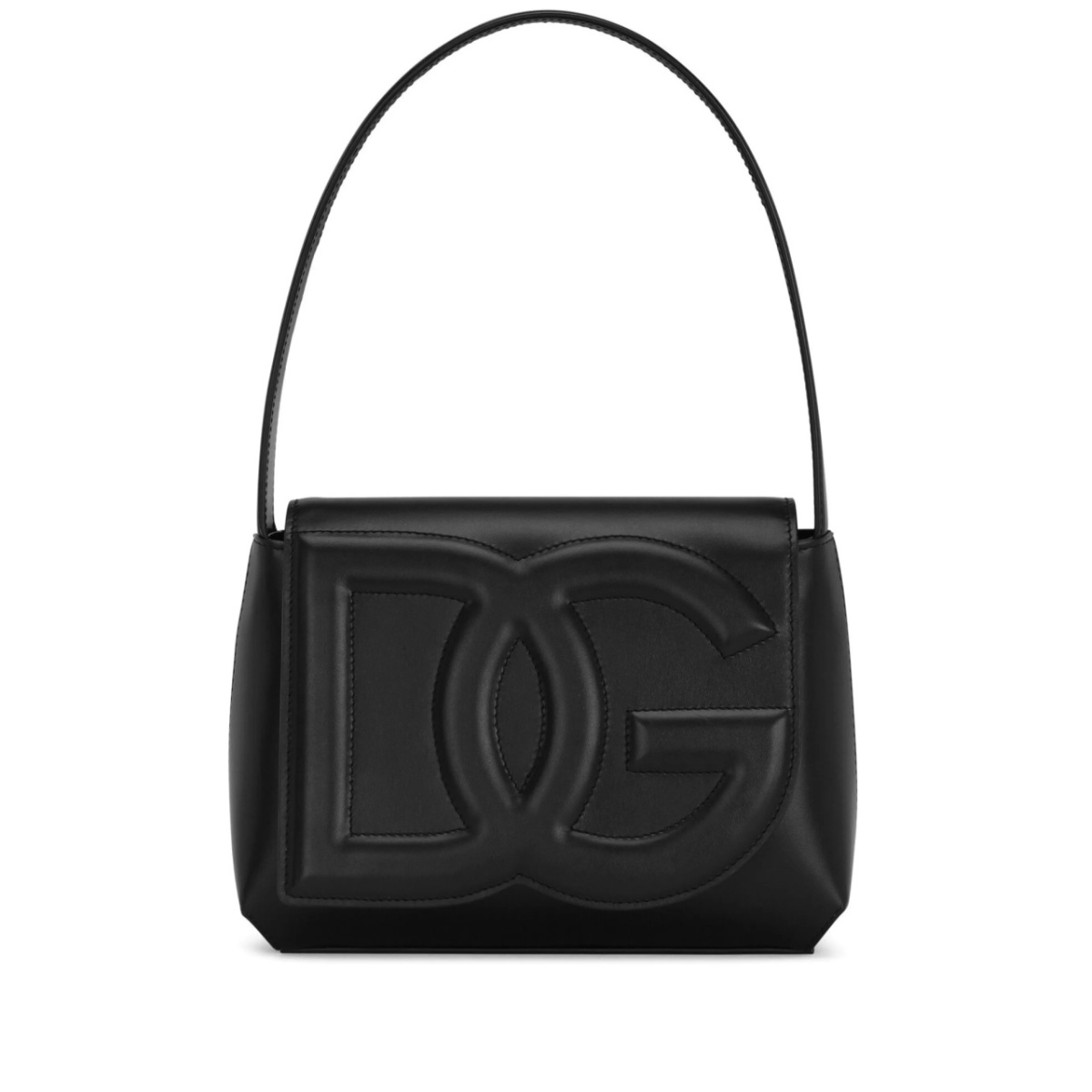 logo-embossed leather shoulder bag