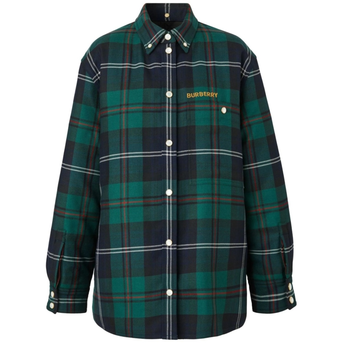 logo-embroidered check overshirt