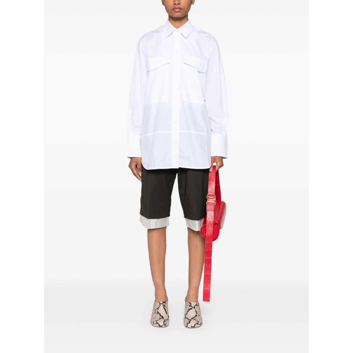 logo-embroidered cotton shirt - Img 2