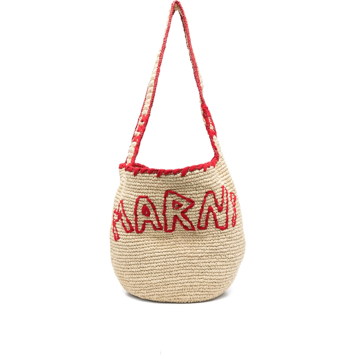 logo-embroidered paper shoulder bag