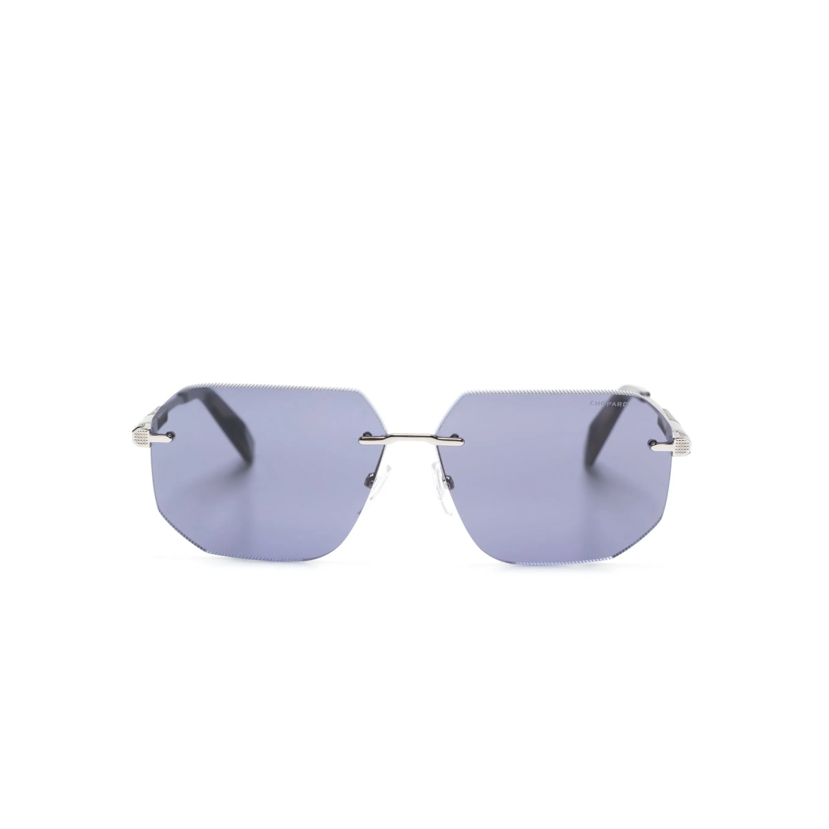 logo-engraved geometric-frame sunglasses