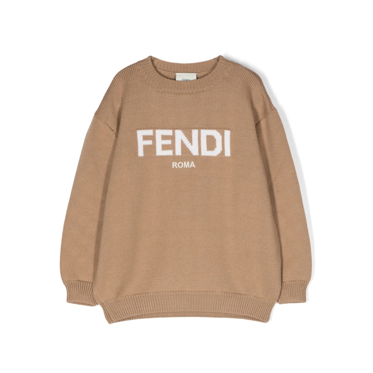 logo-intarsia wool jumper
