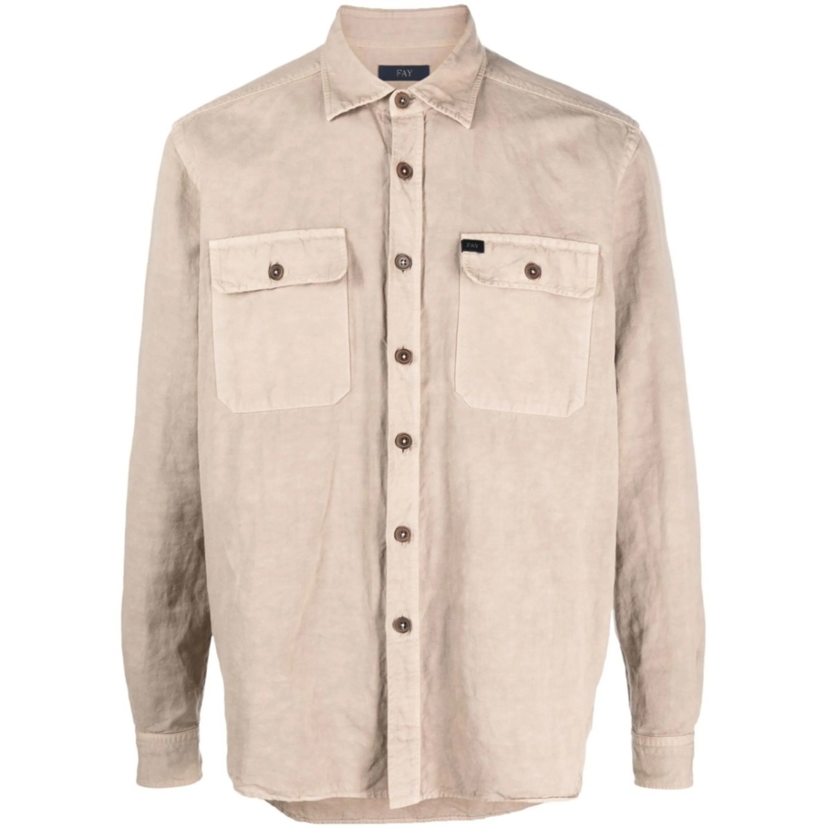 logo-patch button-up shirt