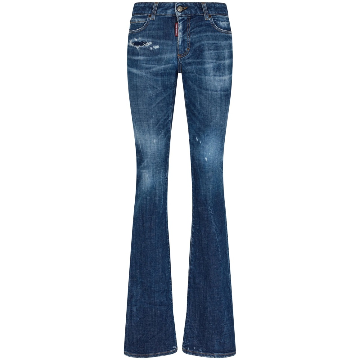 logo-patch cotton-blend bootcut jeans