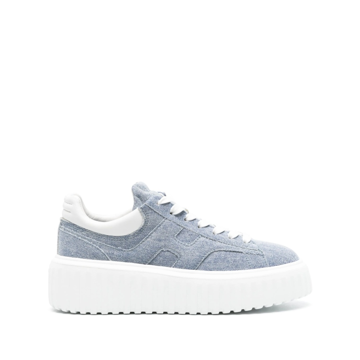 logo-patch denim platform sneakers