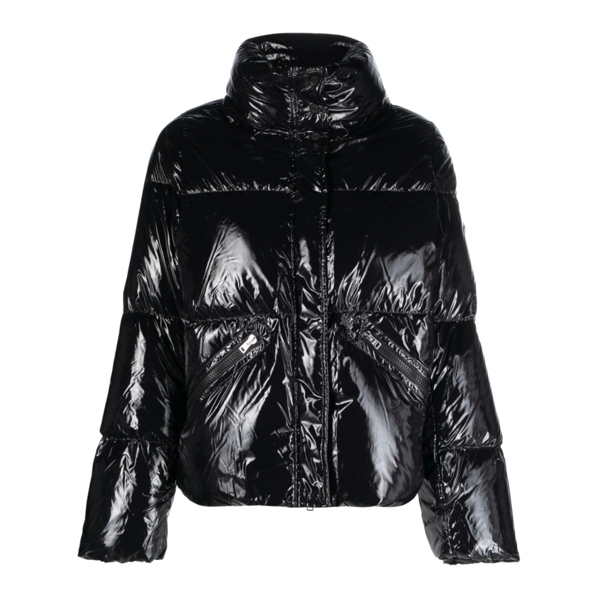 logo-patch high-shine puffer jacket