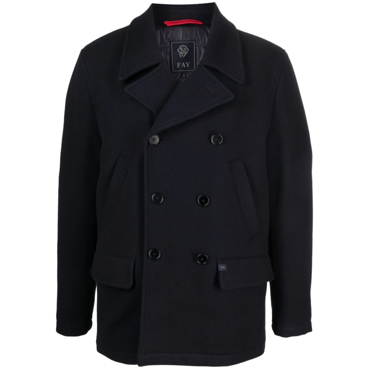 logo-patch long-sleeved peacoat