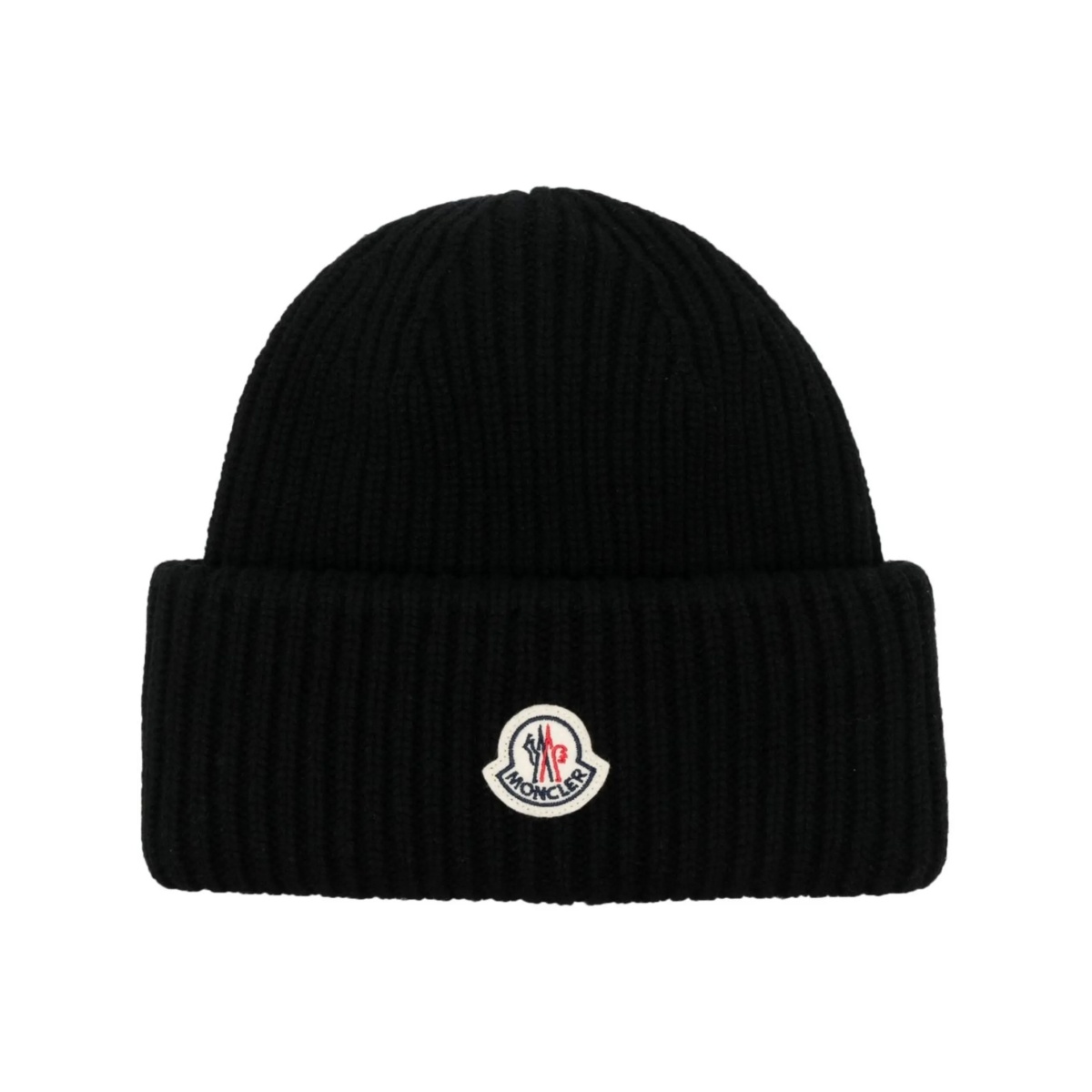 logo-patch ribbed beanie