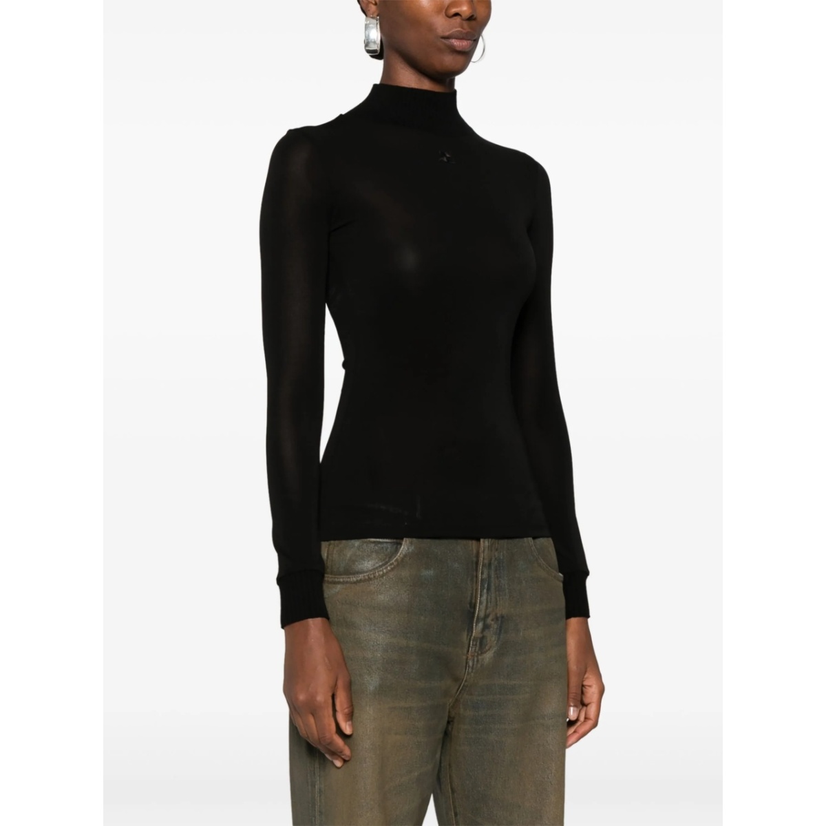 logo-patch roll-neck top - Img 3