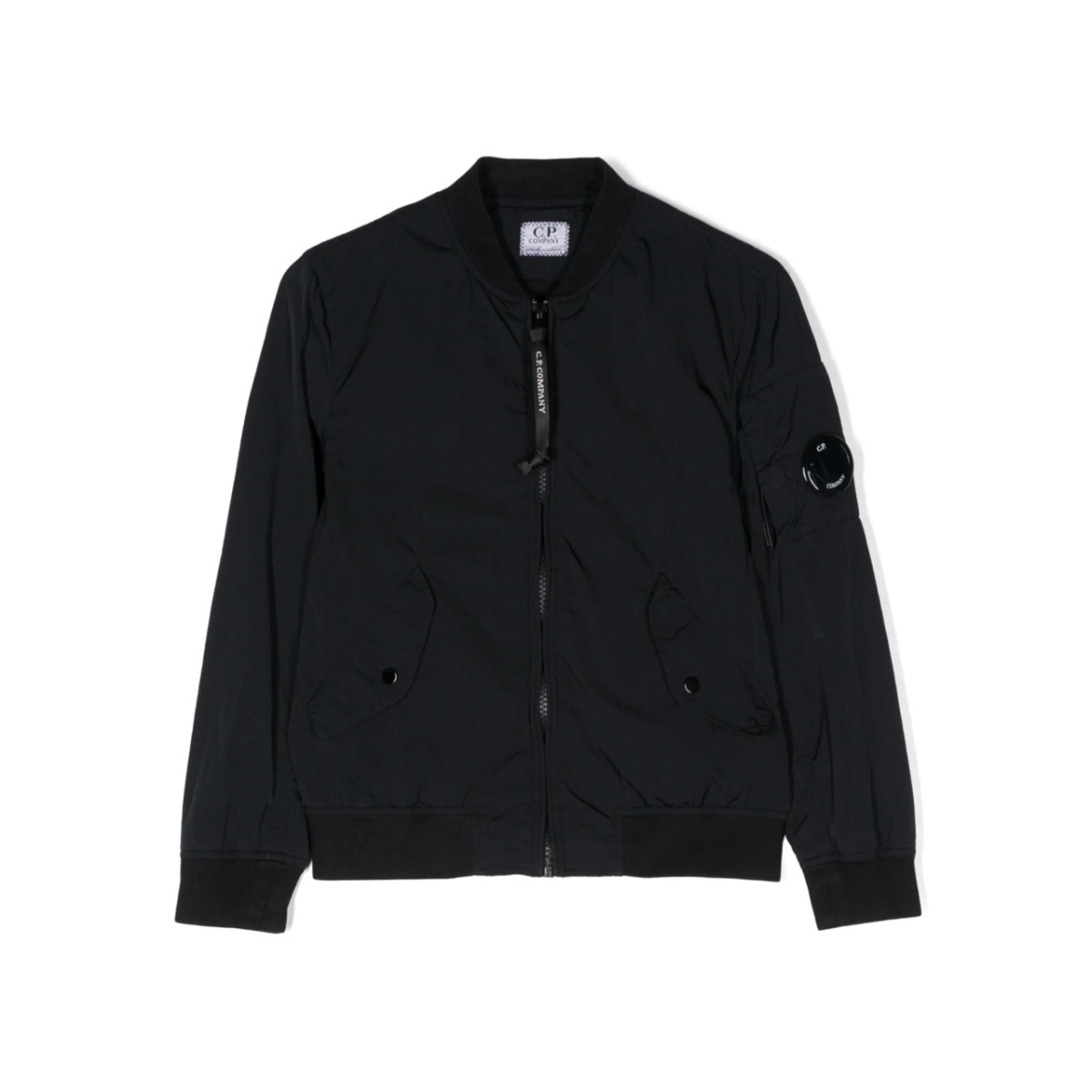 logo-patch zip-up bomber jacket