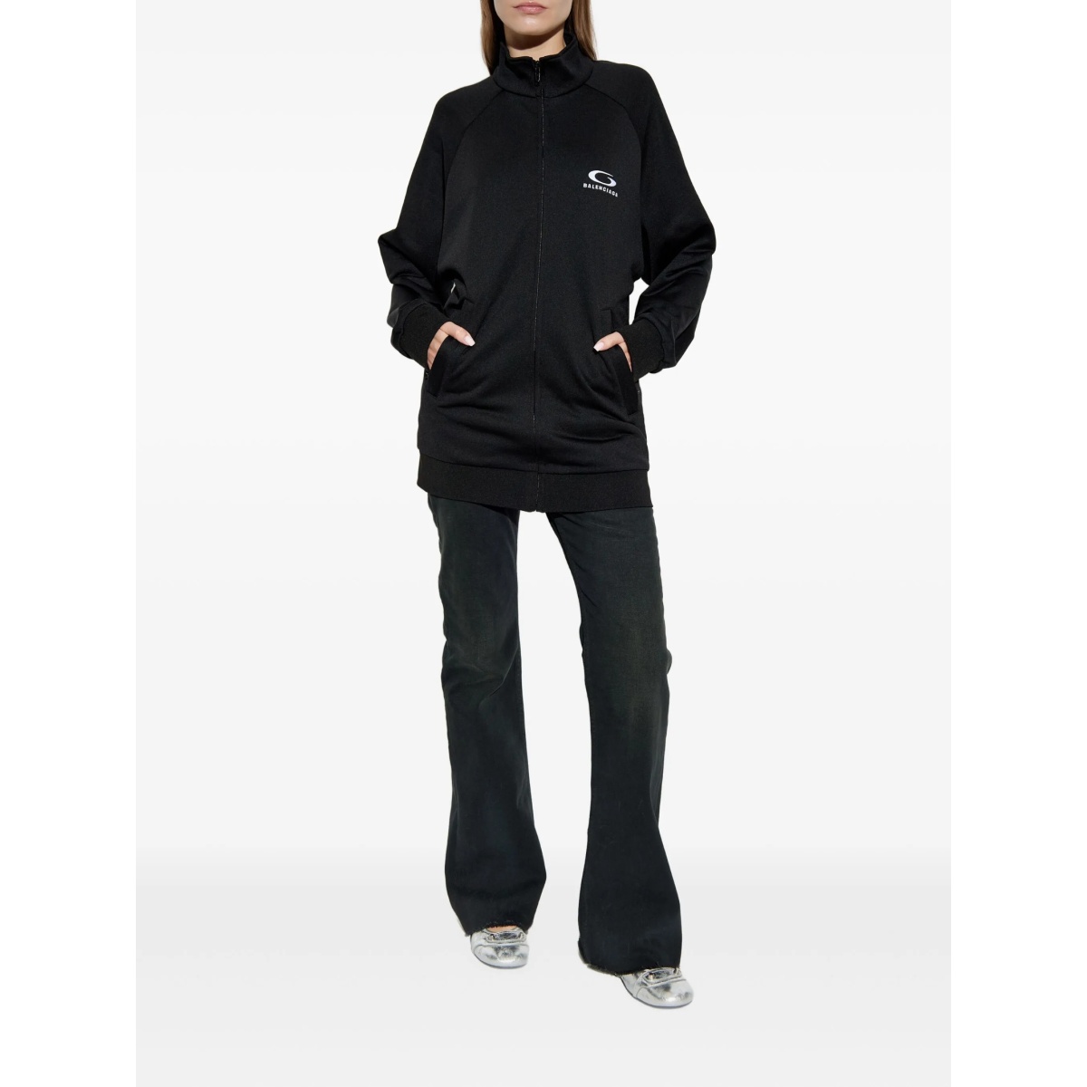 logo-print cut-out sweatshirt - Img 2
